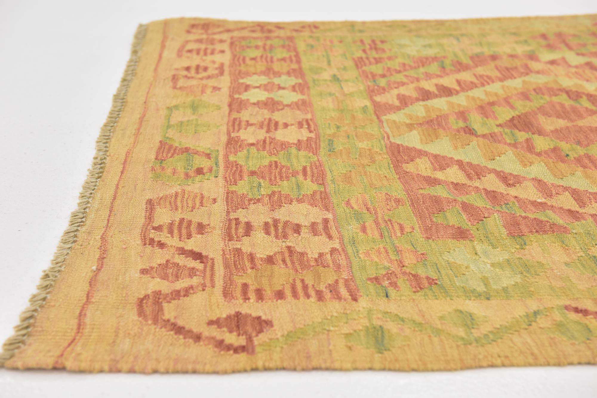 3' 3 x 5' Hand Woven Kilim Waziri Wool Rug