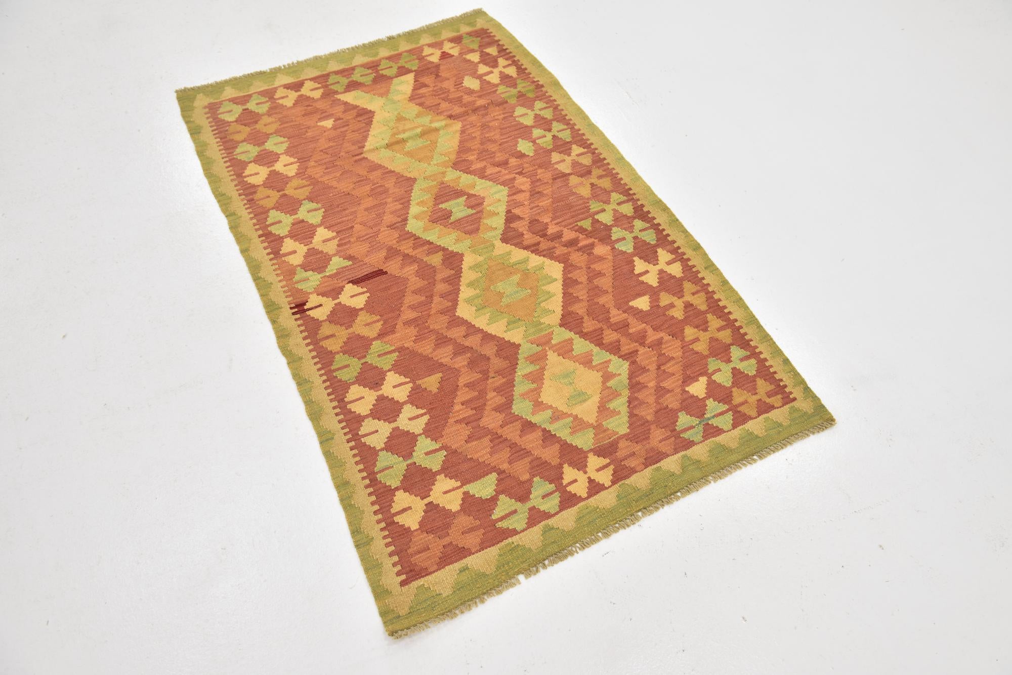 2' 10 x 4' 6 Hand Woven Kilim Waziri Wool Rug
