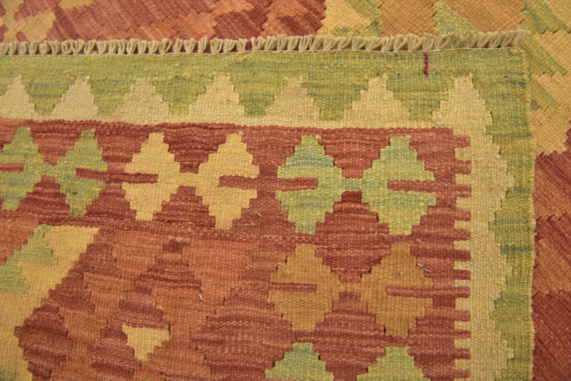 2' 10 x 4' 6 Hand Woven Kilim Waziri Wool Rug