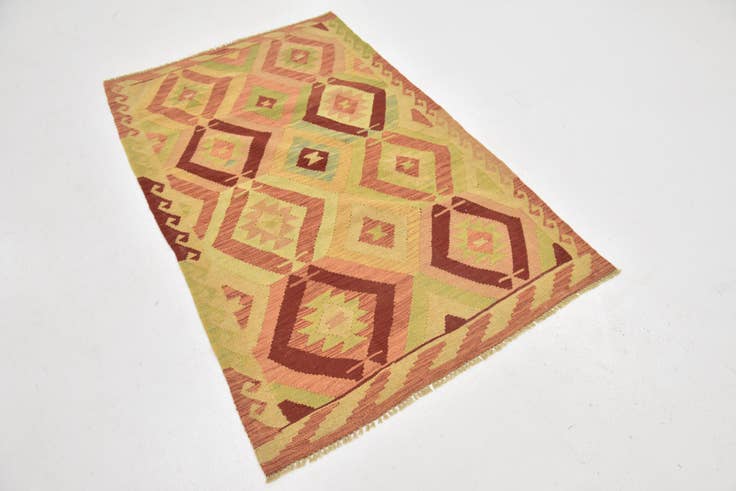 Detail image of 3' 4 x 5' 3 Hand Woven Kilim Waziri Wool Rug