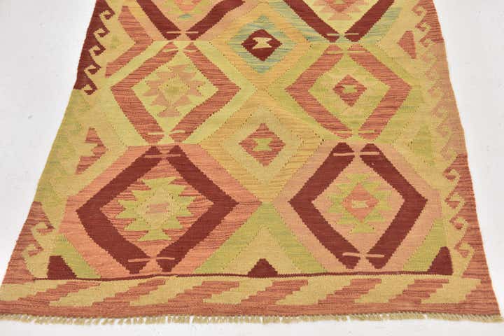 3' 4 x 5' 3 Hand Woven Kilim Waziri Wool Rug