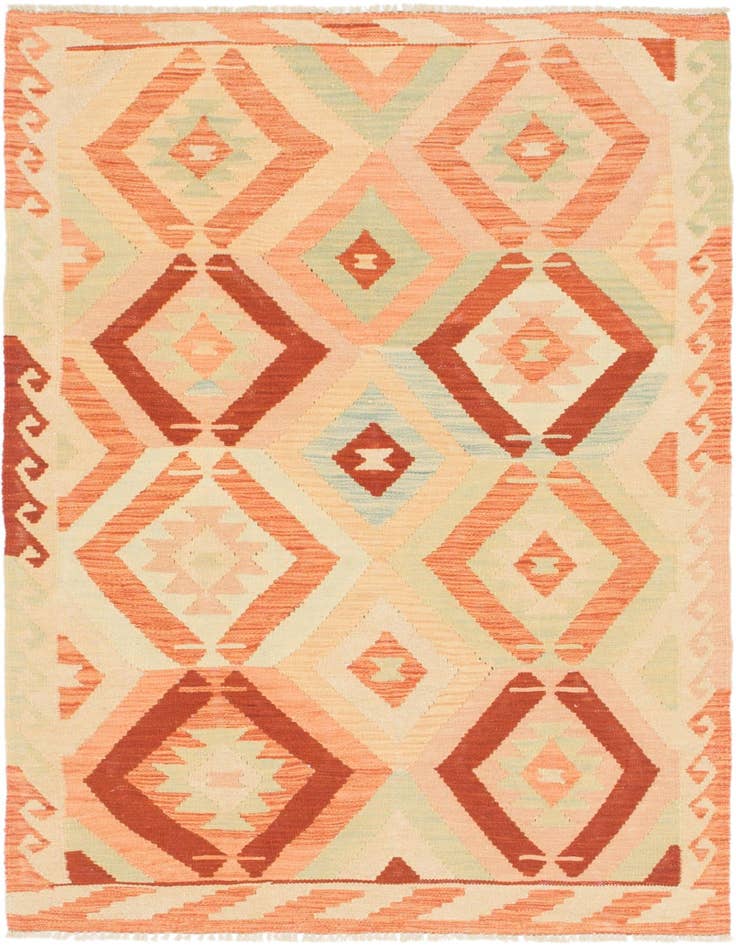 Detail image of 3' 4 x 5' 3 Hand Woven Kilim Waziri Wool Rug