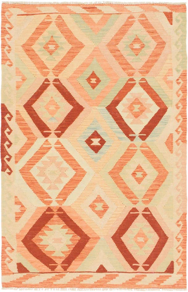 Detail image of 3' 4 x 5' 3 Hand Woven Kilim Waziri Wool Rug
