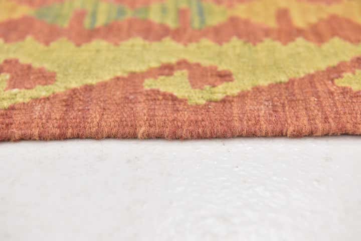 3' 2 x 4' 10 Hand Woven Kilim Waziri Wool Rug