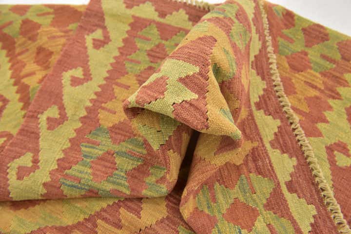3' 2 x 4' 10 Hand Woven Kilim Waziri Wool Rug