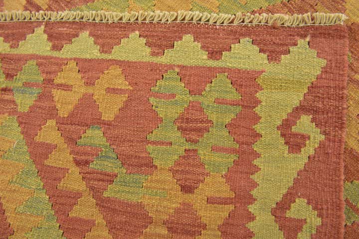 3' 2 x 4' 10 Hand Woven Kilim Waziri Wool Rug