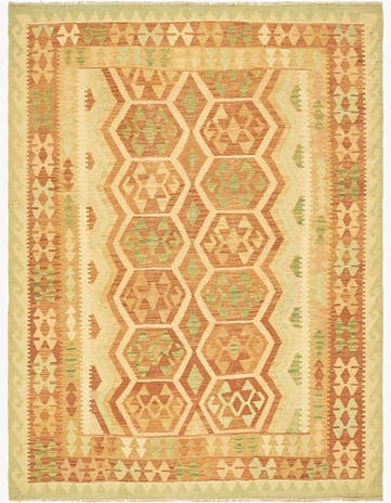 4' 10 x 6' 6 Hand Woven Kilim Waziri Wool Rug