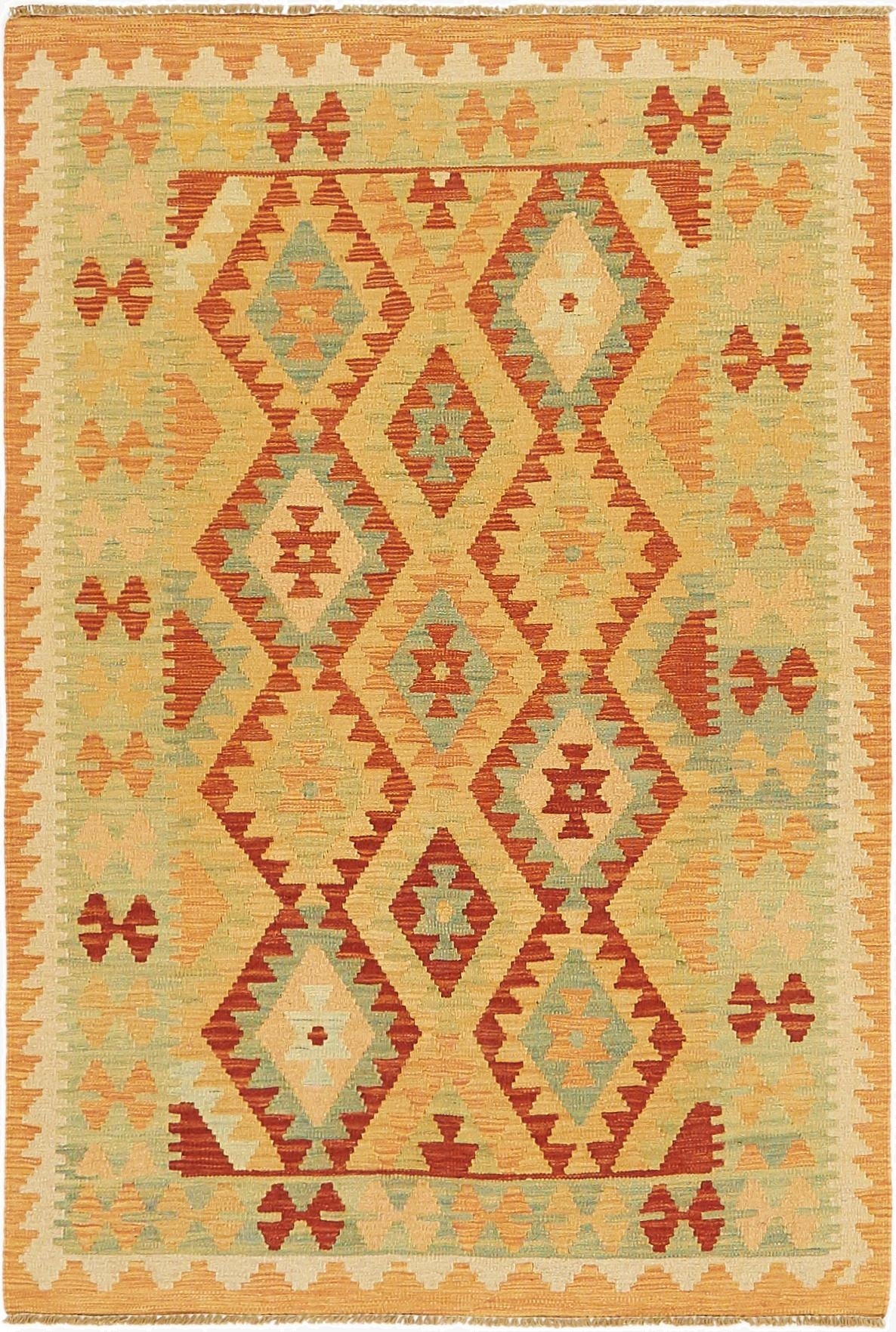 3' 5 x 5'  Hand Woven Kilim Waziri Wool Rug