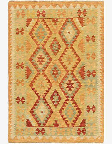 3' 5 x 5' Hand Woven Kilim Waziri Wool Rug