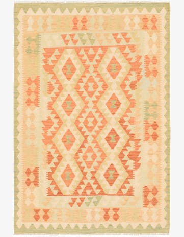 3' 4 x 5' Hand Woven Kilim Waziri Wool Rug