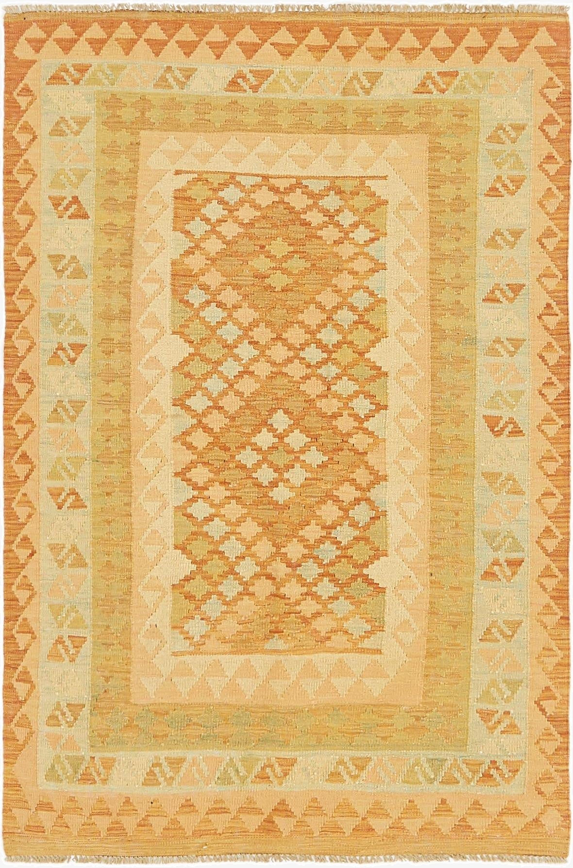 3' 4 x 5' 2  Hand Woven Kilim Waziri Wool Rug