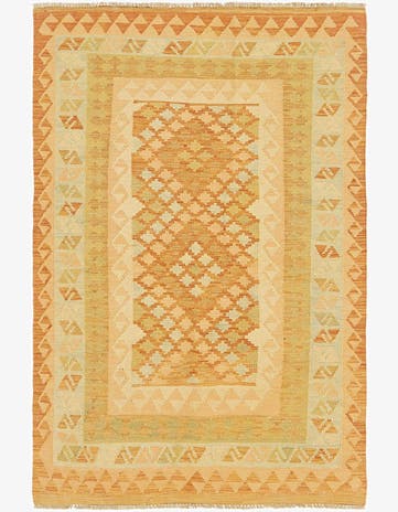 3' 4 x 5' 2 Hand Woven Kilim Waziri Wool Rug