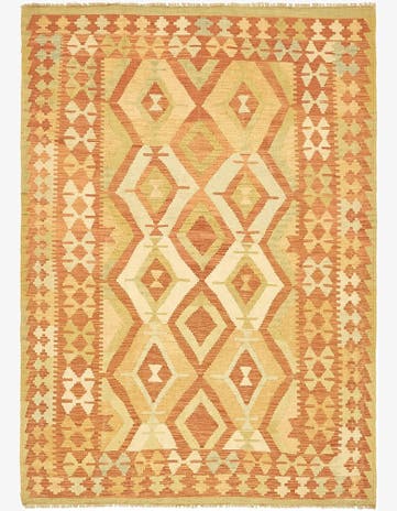 4' 7 x 6' 6 Hand Woven Kilim Waziri Wool Rug