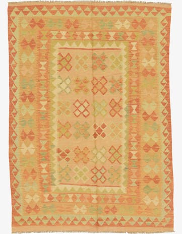 4' 9 x 6' 10 Hand Woven Kilim Waziri Wool Rug