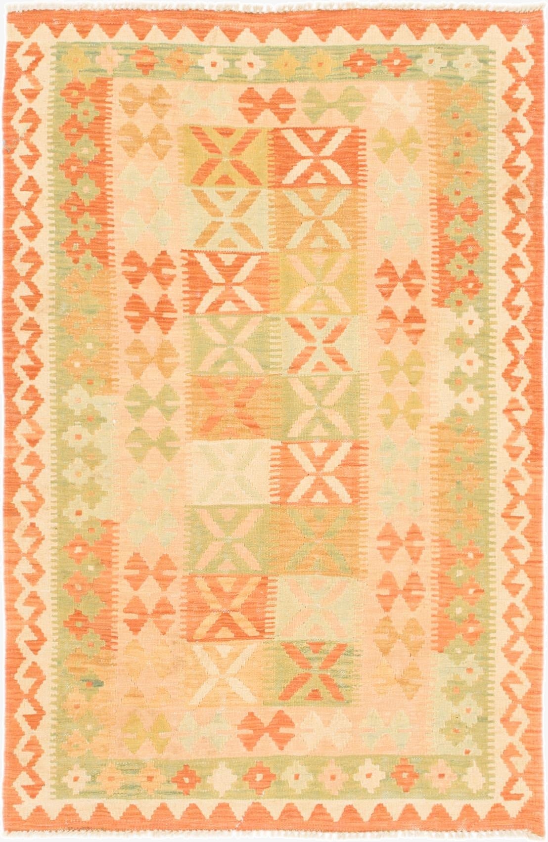 3' x 4' 10  Hand Woven Kilim Waziri Wool Rug