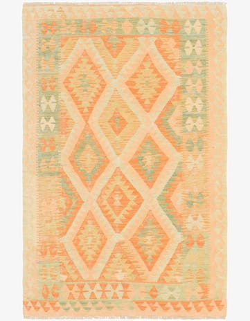 3' 3 x 5' 2 Hand Woven Kilim Waziri Wool Rug