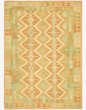 4' 6 x 6' 7 Hand Woven Kilim Waziri Wool Rug