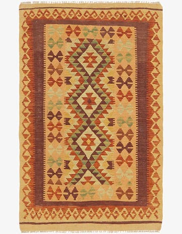 2' 9 x 4' 5 Hand Woven Kilim Waziri Wool Rug