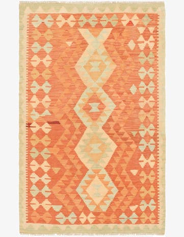 2' 10 x 4' 6 Hand Woven Kilim Waziri Wool Rug