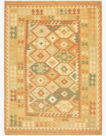 4' 10 x 6' 9 Hand Woven Kilim Waziri Wool Rug