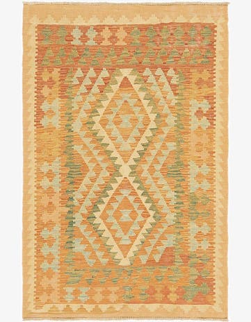 2' 10 x 4' 5 Hand Woven Kilim Waziri Wool Rug