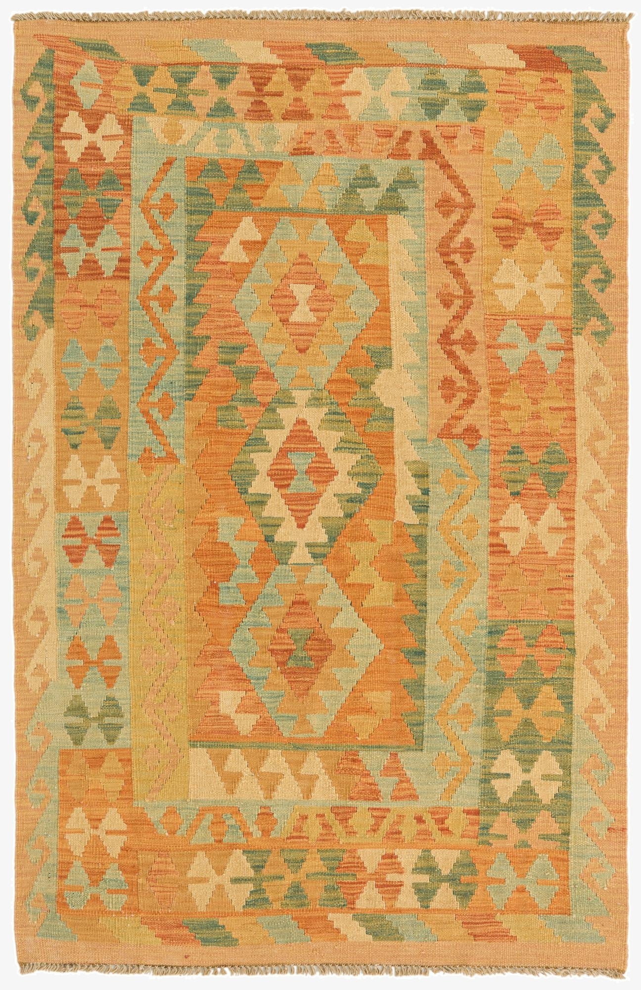3' 2 x 5'  Hand Woven Kilim Waziri Wool Rug