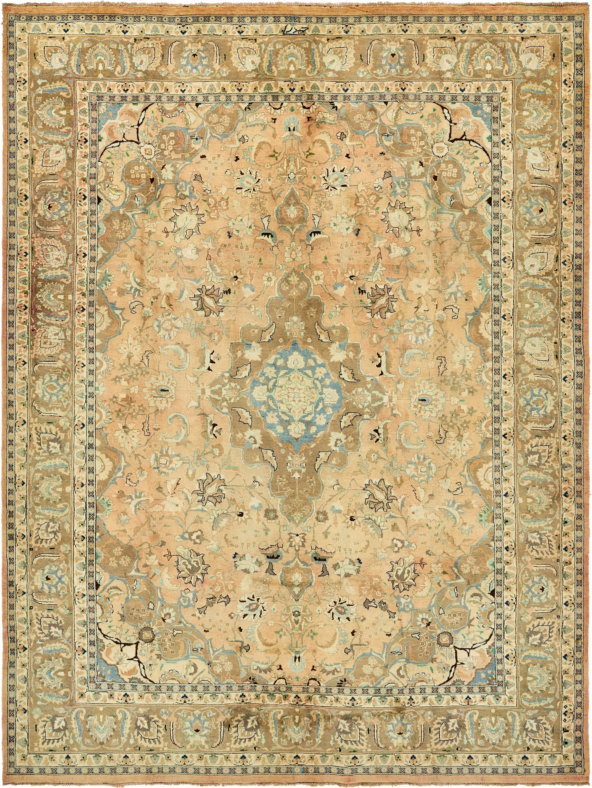 9' 9 x 13' 2  Hand Knotted Mashad Persian Wool Rug