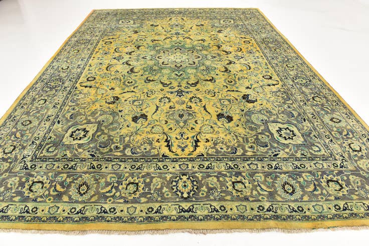 Detail image of 9' 8 x 13' Hand Knotted Mashad Persian Wool Rug