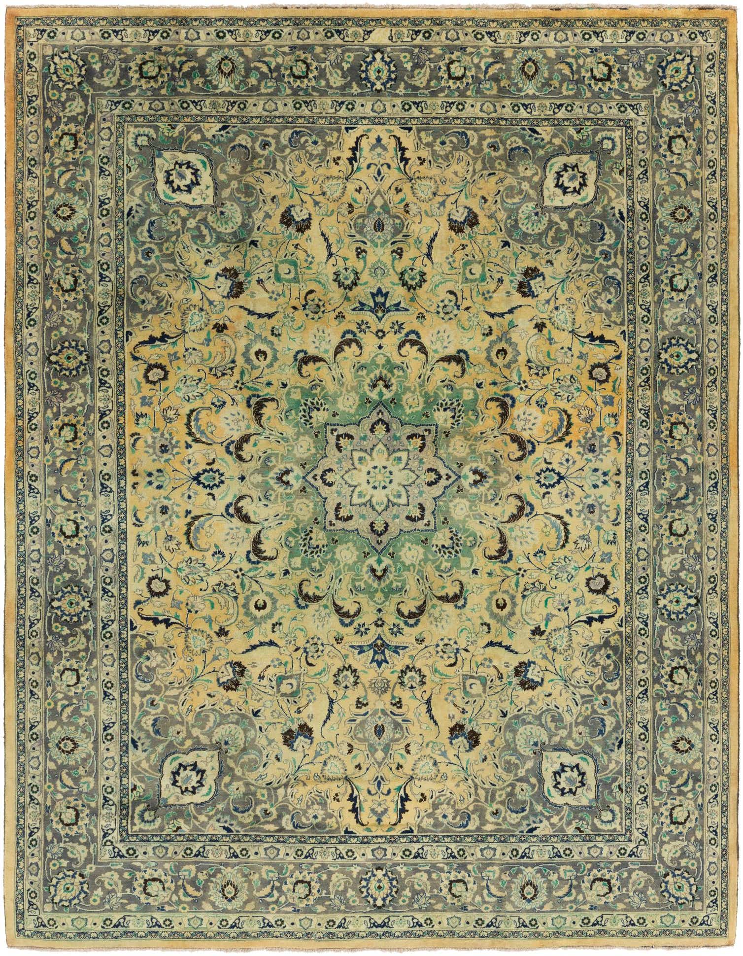 9' 8 x 13' Hand Knotted Mashad Persian Wool Rug