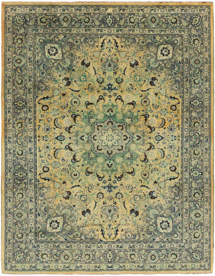 Detail image of 9' 8 x 13' Hand Knotted Mashad Persian Wool Rug