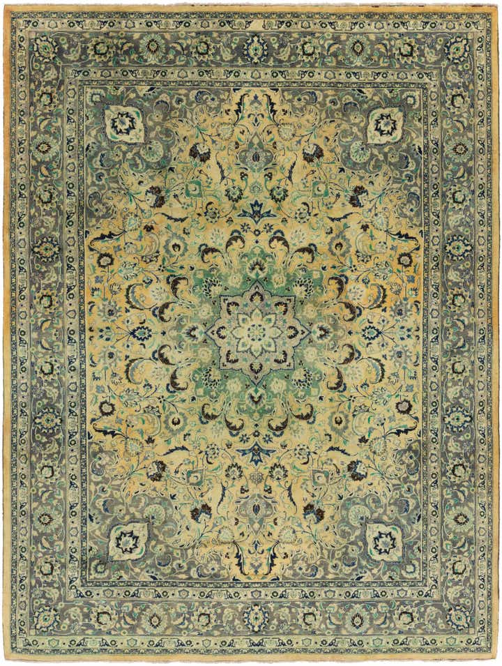 9' 8 x 13' Hand Knotted Mashad Persian Wool Rug