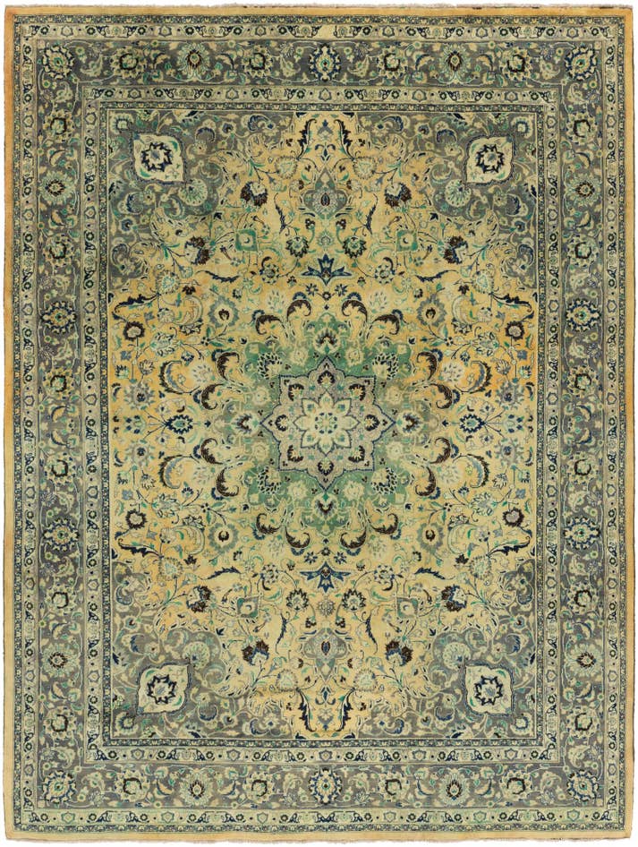 Detail image of 9' 8 x 13' Hand Knotted Mashad Persian Wool Rug