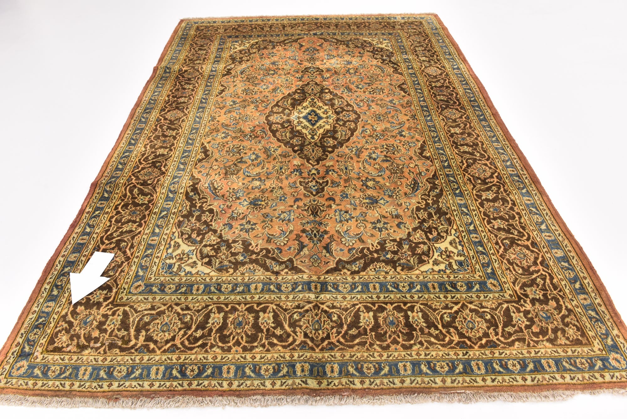 6' 5 x 9' 6 Hand Knotted Mashad Persian Wool Rug