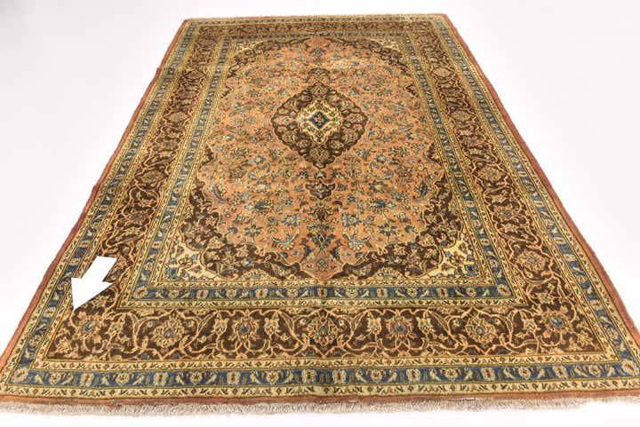 6' 5 x 9' 6 Hand Knotted Mashad Persian Wool Rug