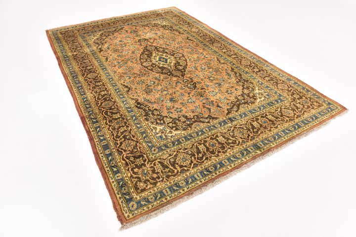 6' 5 x 9' 6 Hand Knotted Mashad Persian Wool Rug