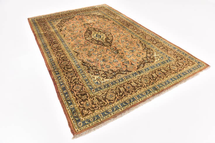 Detail image of 6' 5 x 9' 6 Hand Knotted Mashad Persian Wool Rug