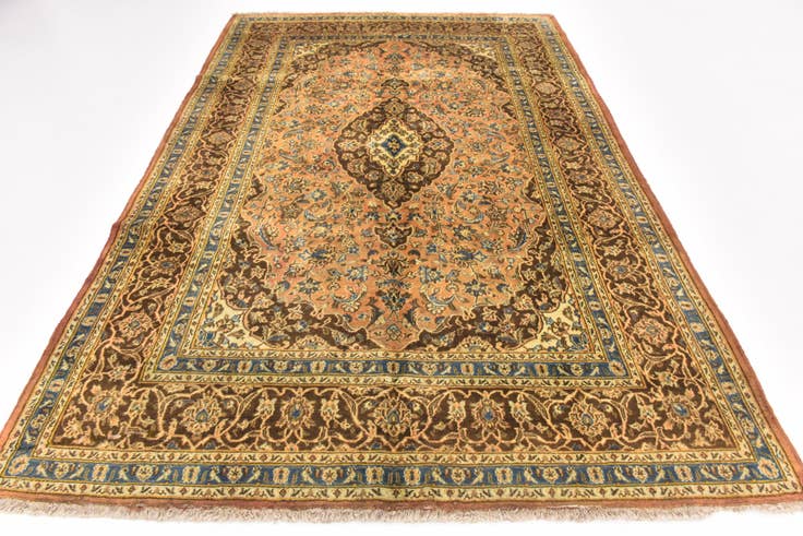 Detail image of 6' 5 x 9' 6 Hand Knotted Mashad Persian Wool Rug