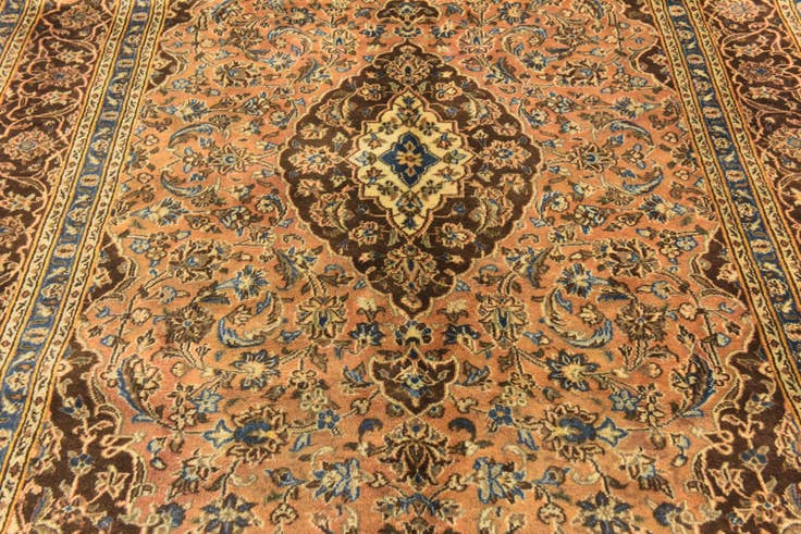 Detail image of 6' 5 x 9' 6 Hand Knotted Mashad Persian Wool Rug