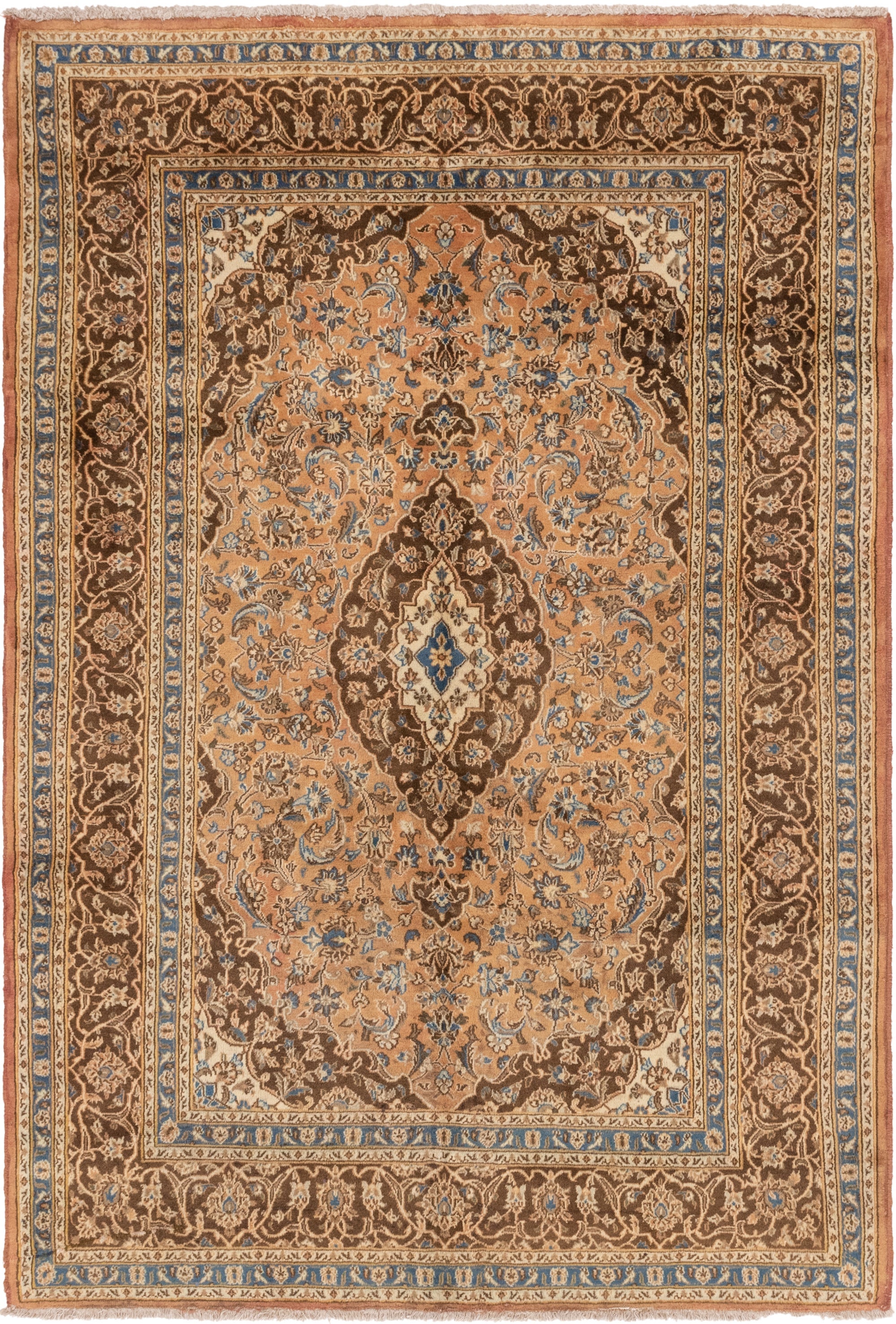 6' 5 x 9' 6 Hand Knotted Mashad Persian Wool Rug