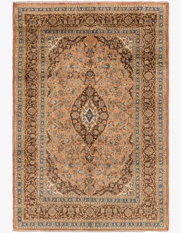 6' 5 x 9' 6 Hand Knotted Mashad Persian Wool Rug