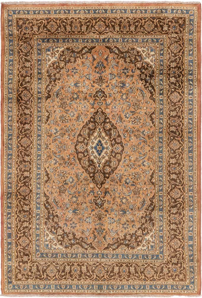6' 5 x 9' 6 Hand Knotted Mashad Persian Wool Rug
