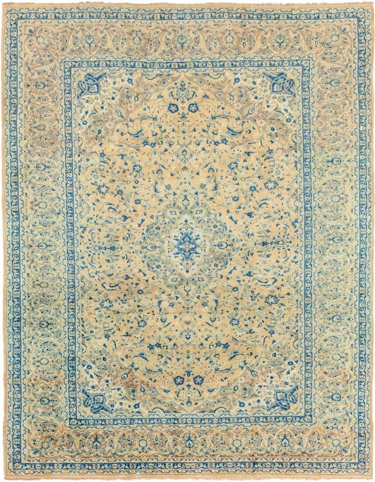 Detail image of 9' 7 x 13' Hand Knotted Mashad Persian Wool Rug