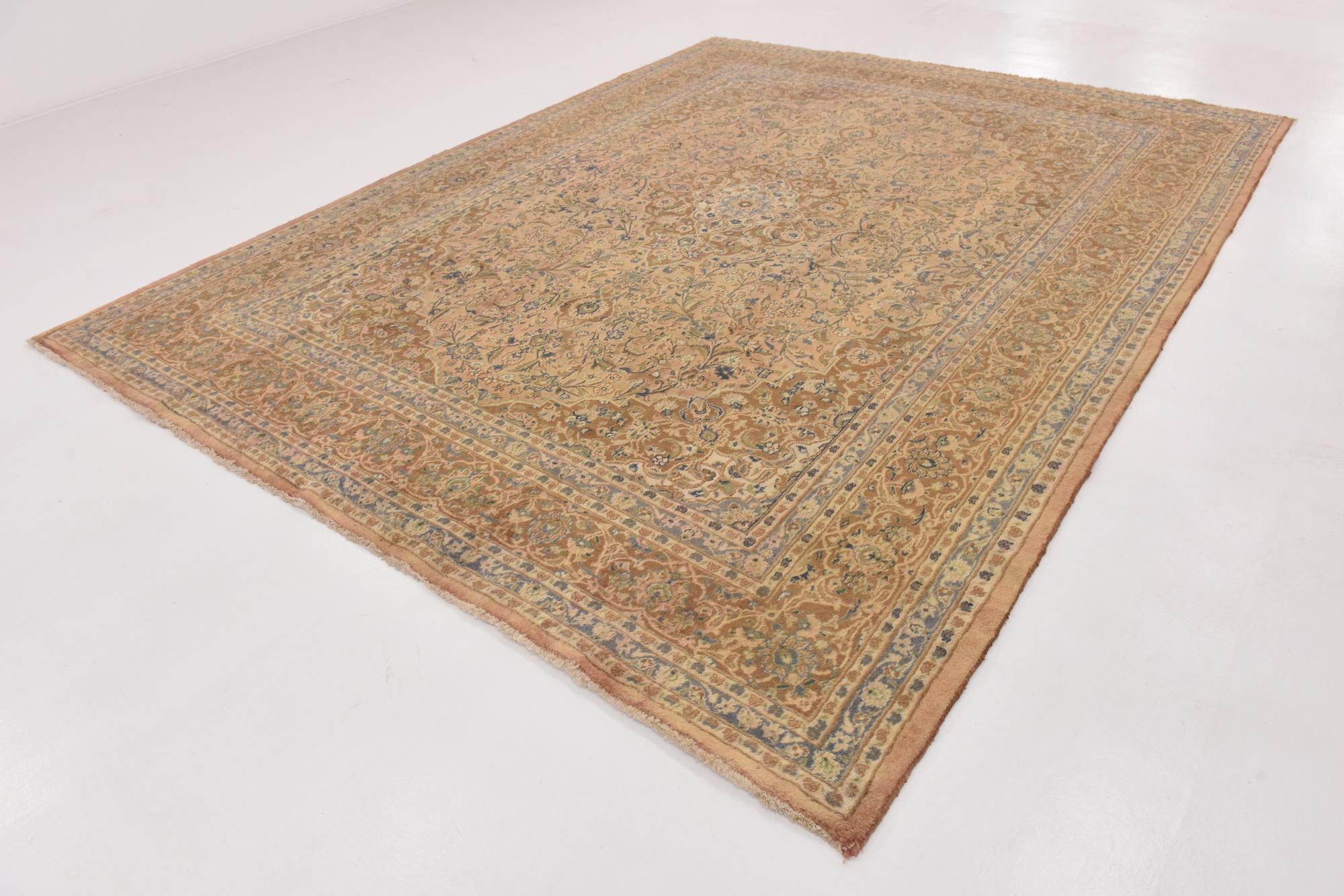 9' 8 x 12' 7 Hand Knotted Mashad Persian Wool Rug