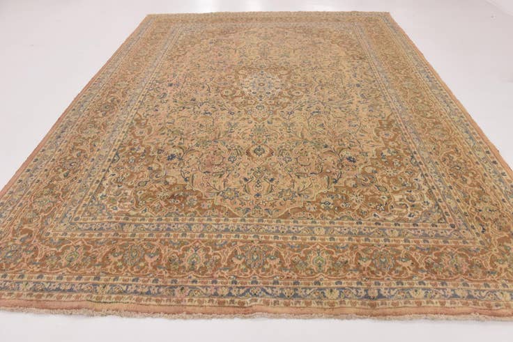 Detail image of 9' 8 x 12' 7 Hand Knotted Mashad Persian Wool Rug