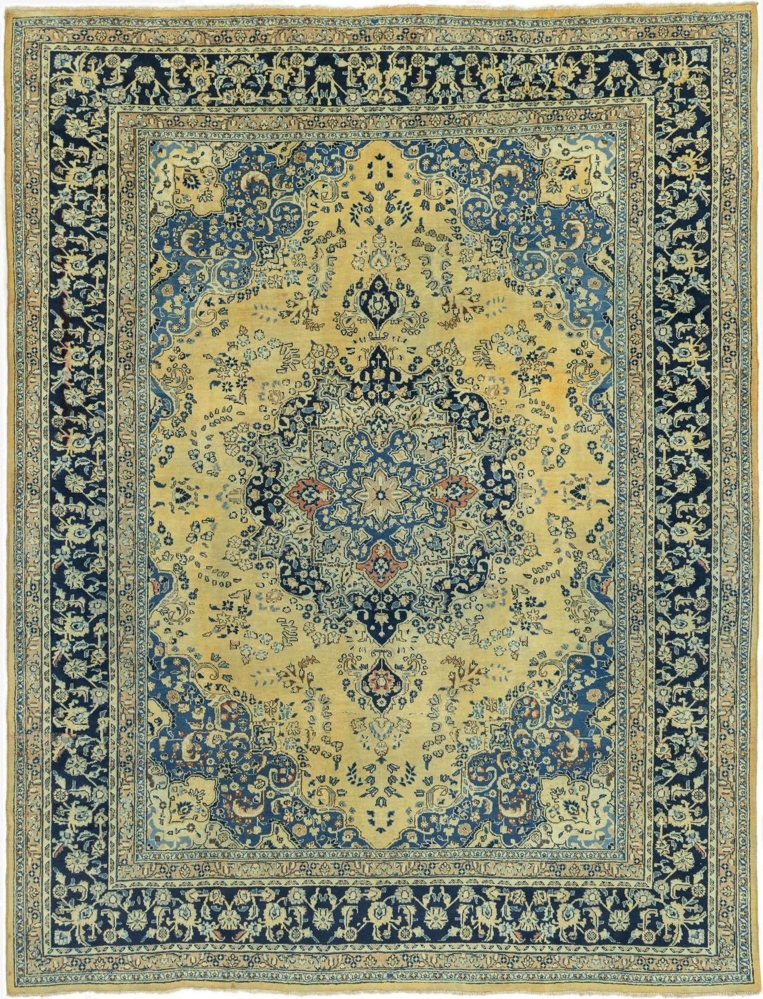 9' 9 x 12' 10  Hand Knotted Mashad Persian Wool Rug