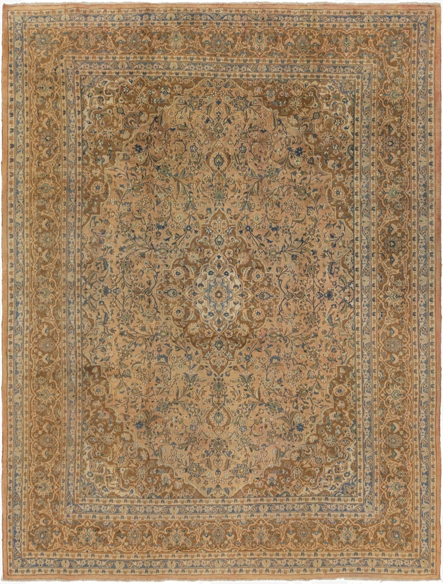 9' 8 x 12' 7  Hand Knotted Mashad Persian Wool Rug