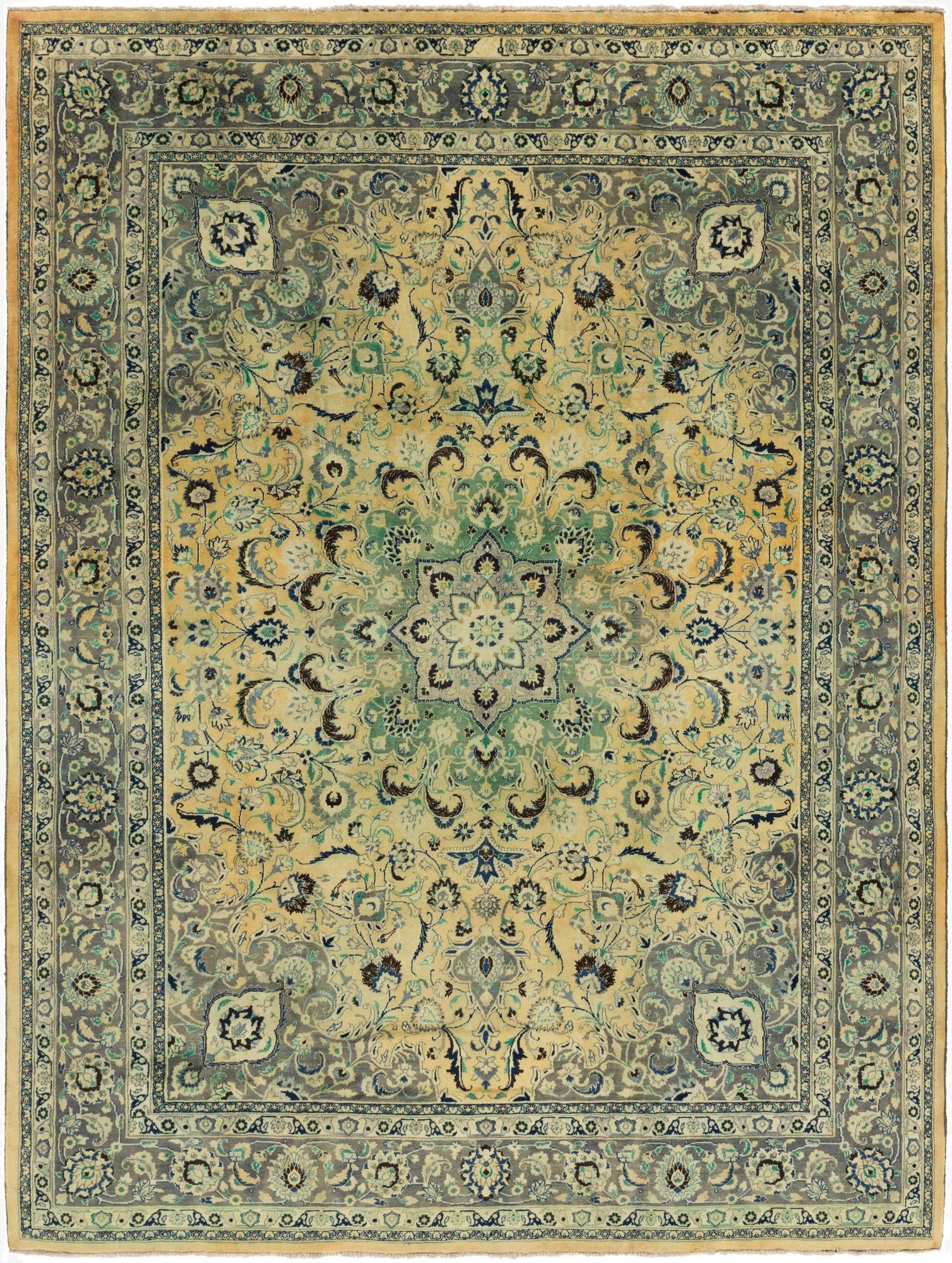 9' 8 x 13'  Hand Knotted Mashad Persian Wool Rug