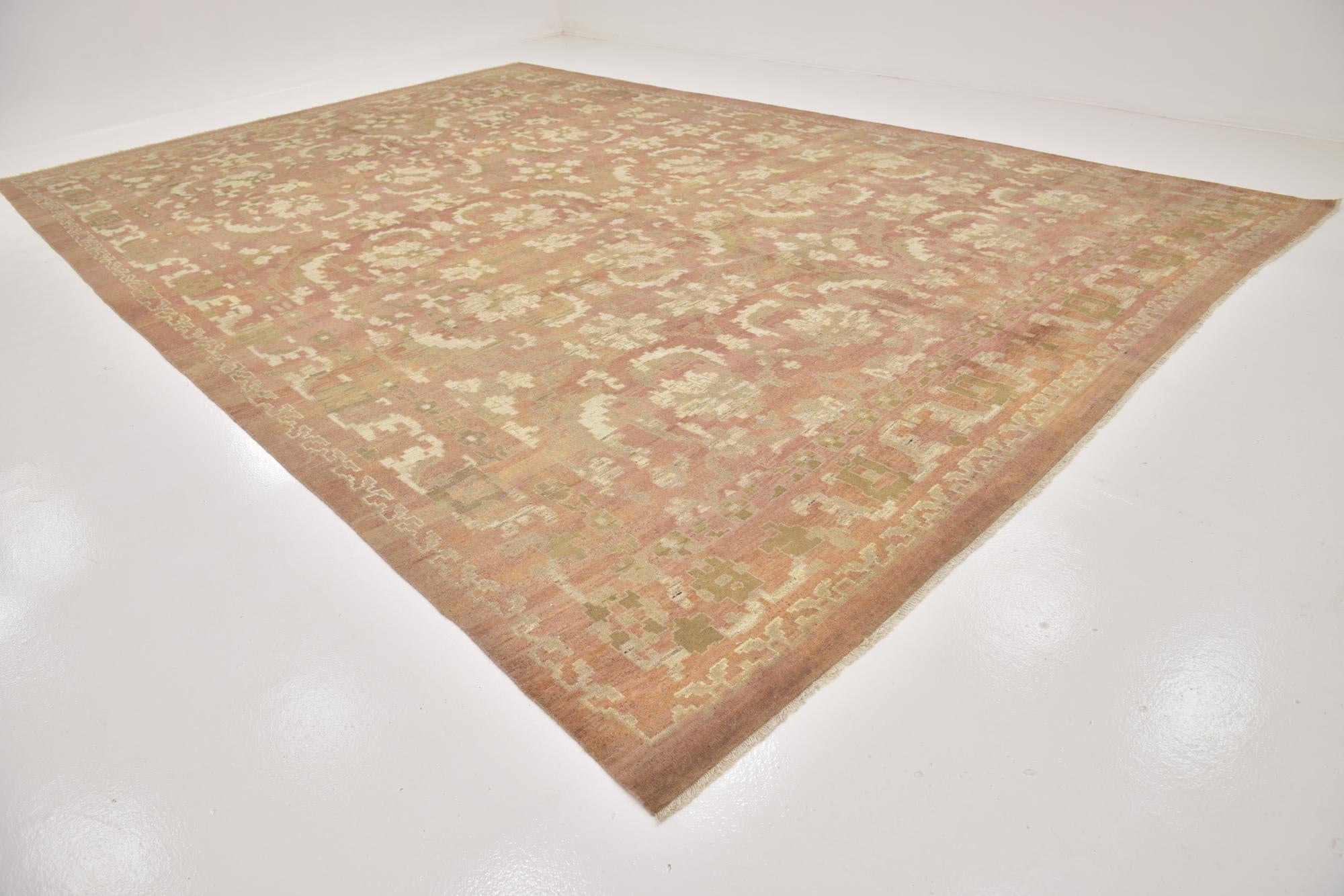 12' 9 x 19' 2 Hand Knotted Oushak Wool Rug