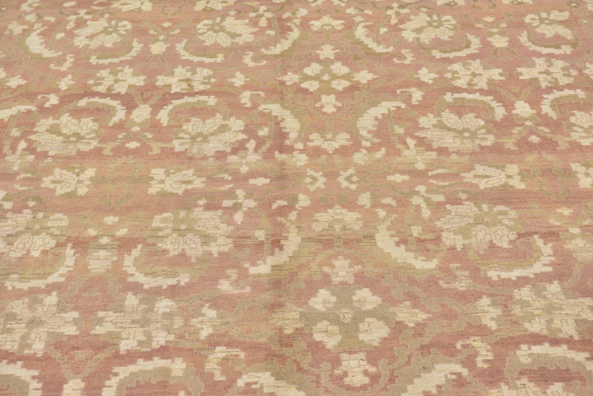12' 9 x 19' 2 Hand Knotted Oushak Wool Rug