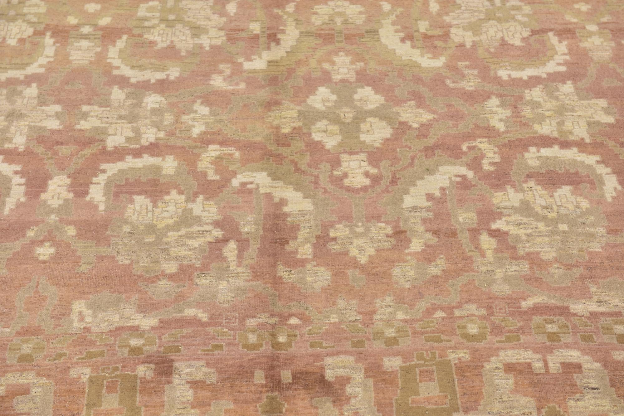 12' 9 x 19' 2 Hand Knotted Oushak Wool Rug